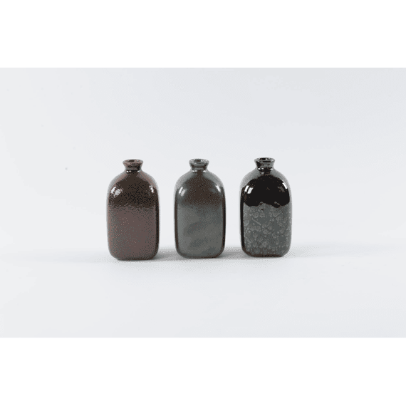 Rasteli Altai - Mini Vaas L Mix 3 Kleuren Keramiek - Brown/black & Green & Black - 7.5x7.5x13.5 Assortiment