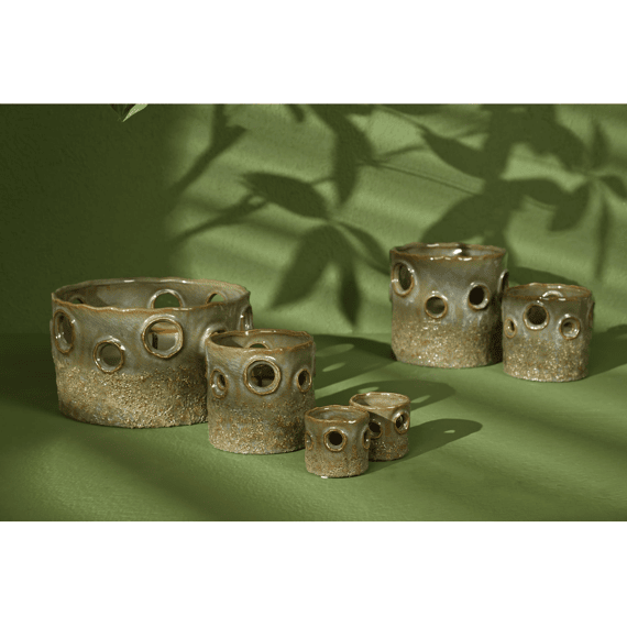 Rasteli Whole In One  - Bloempot In Keramiek - Dusty Green - 7,8x7,8x7cm