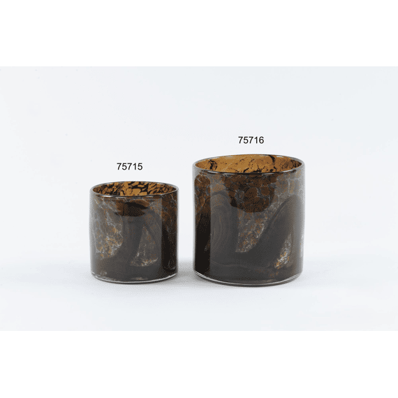 Rasteli Dark Night - Mondgeblazen Glazen Votief - Brown - 15x15x15cm