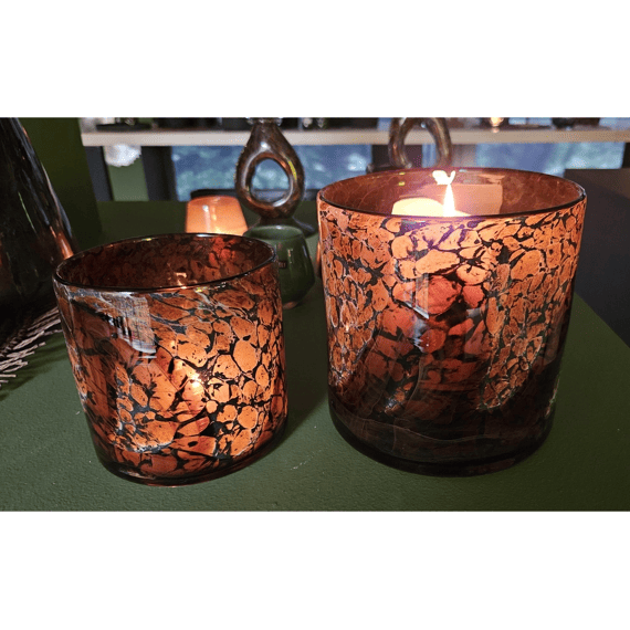 Rasteli Dark Night - Mondgeblazen Glazen Votief - Brown - 15x15x15cm