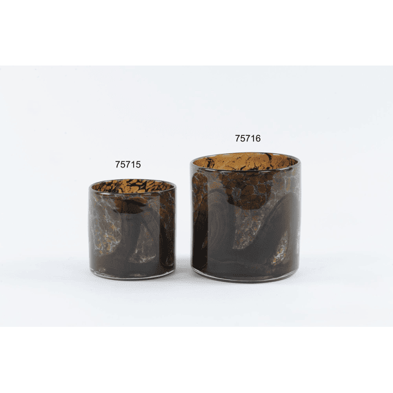 Rasteli Dark Night - Mondgeblazen Glazen Votief - Brown - 12x12x12cm