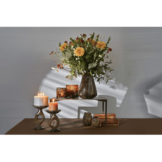 Rasteli Dark Night - Mondgeblazen Glazen Votief - Brown - 12x12x12cm