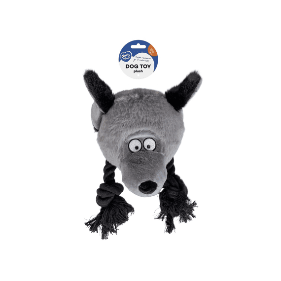 Pluche Wildlife Coyote Met Touw 23x14x22cm Grijs