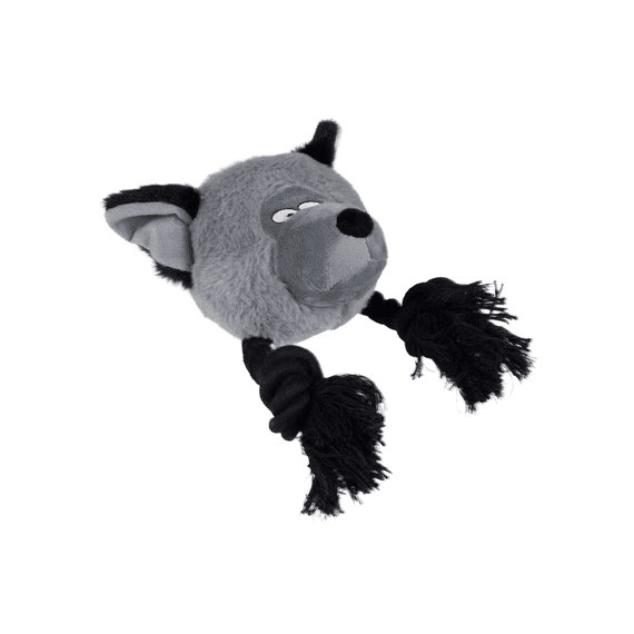 Pluche Wildlife Coyote Met Touw 23x14x22cm Grijs