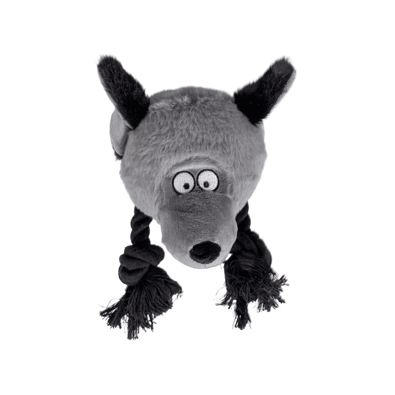 Pluche Wildlife Coyote Met Touw 23x14x22cm Grijs