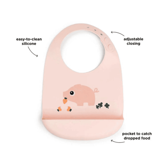 Done By Deer Tiny Farm Powder Silicone Bib 2-pack