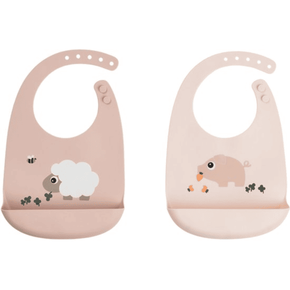 Done By Deer Tiny Farm Powder Silicone Bib 2-pack
