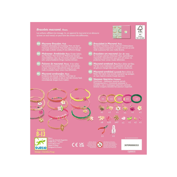 Djeco Kralen En Sieraden Armbandjes Maken Macramé Roze