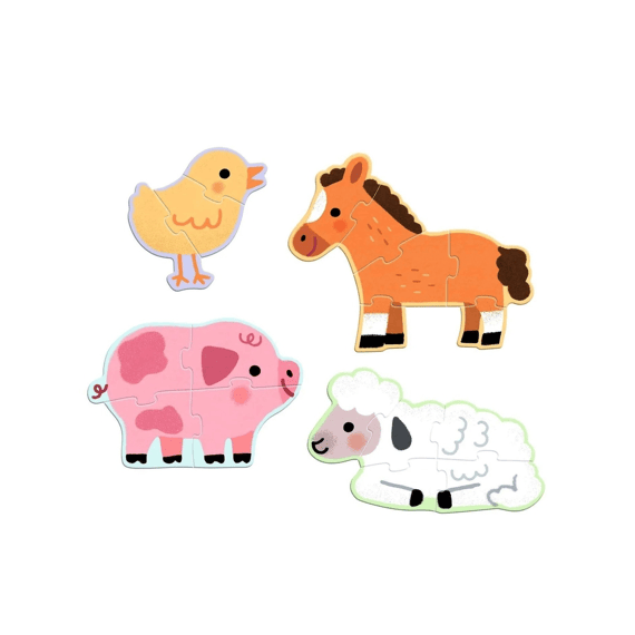 Djeco Puzzel 3-4-5-6 Stuks Op De Boerderij