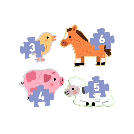 Djeco Puzzel 3-4-5-6 Stuks Op De Boerderij