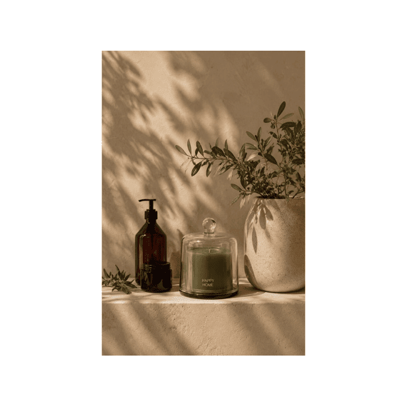 Zusss Geurkaars Glas Met Dome Happy Home Donker Groen