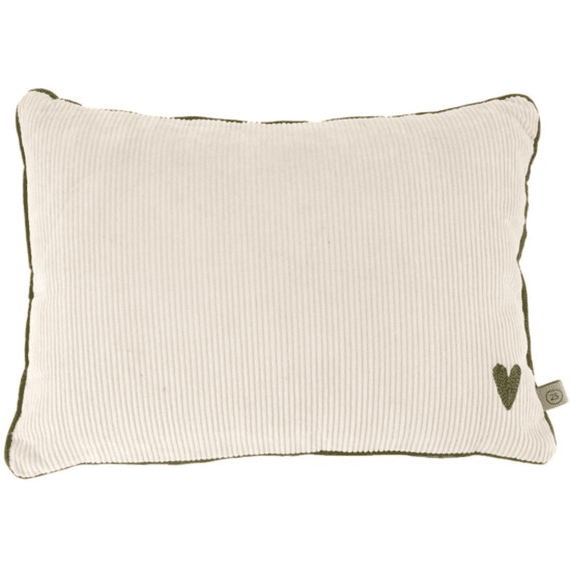 Zusss Kussen Hearts Print 35x25cm Off White / Groen
