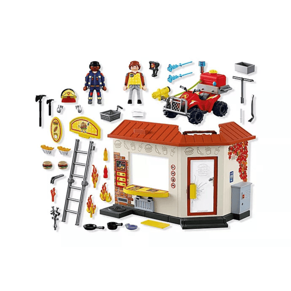 Playmobil 72195 City Action Brandweerquad Met Hamburgerkraam
