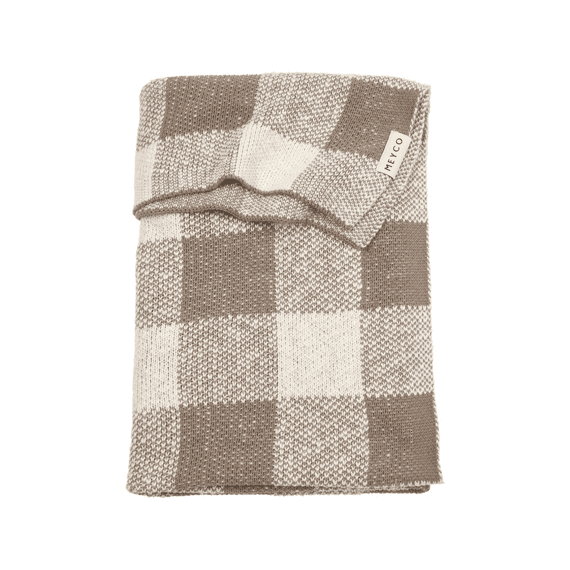Meyco Deken Wieg 75x100 Gebreid Block Dark Taupe