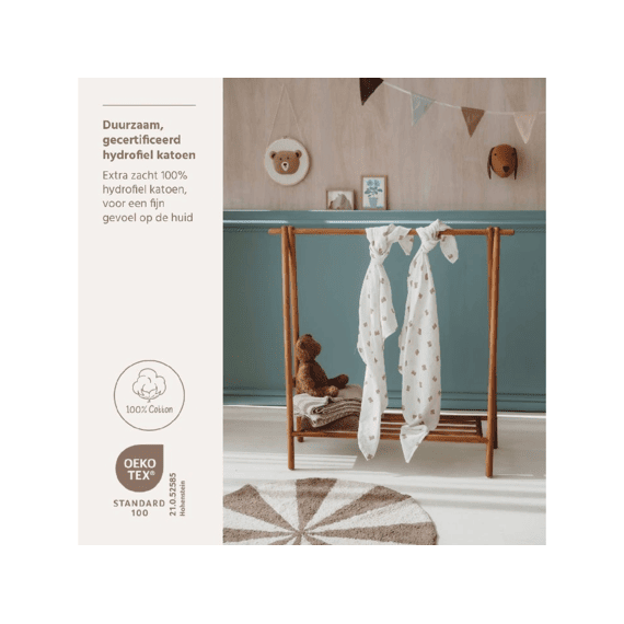 Meyco Swaddle Tetra 120x120 2-pack Bear