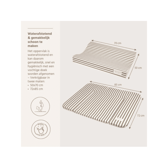 Meyco Aankleedkussen Pvc 50x70 Fat Stripe Taupe