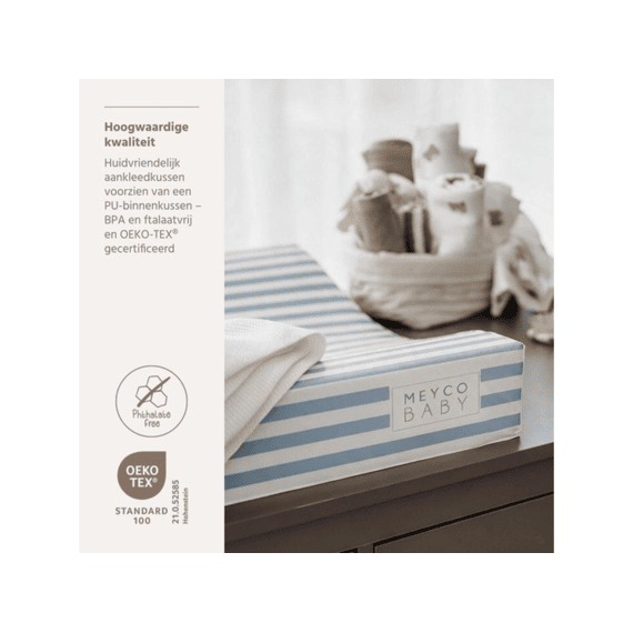 Meyco Aankleedkussen Pvc 50x70 Fat Stripe Jeans Blue