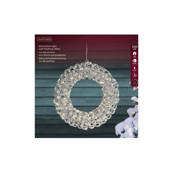 Micro Led Krans Pet Flashing Effect Buiten D38xl9cm Zilver/warm Wit