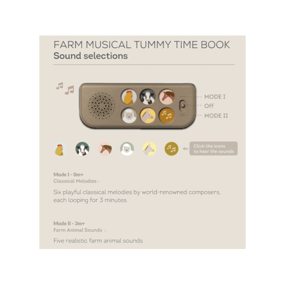 Taf Toys Farm Musical Tummy Time Book