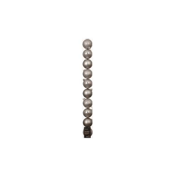 Kerstballen Polystyreen Emaille - Mat - Glitter Mix Dia6cm Smokey Parel