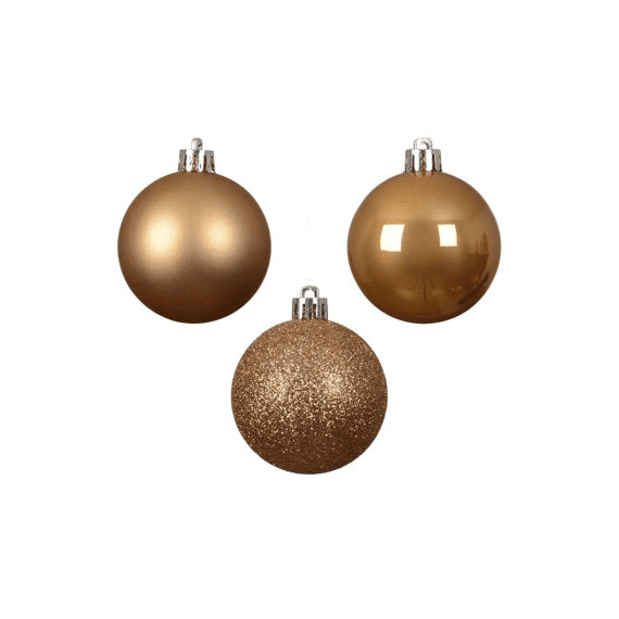 Kerstballen Polystyreen Emaille-mat-glitter Mix Dia6cm Karamel Bruin