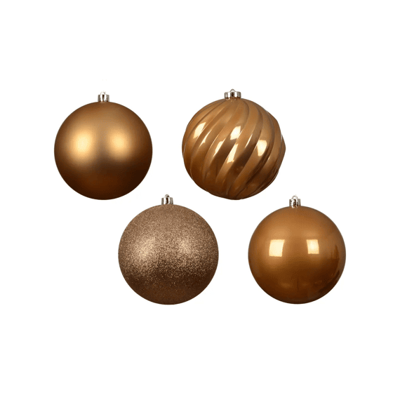 Kerstballen Polystyreen Emaille-mat-glitter Mix Dia14cm Karamel Bruin