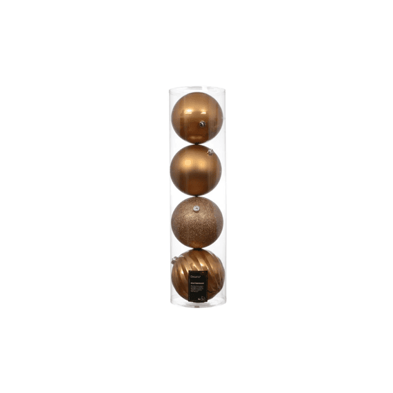 Kerstballen Polystyreen Emaille-mat-glitter Mix Dia14cm Karamel Bruin