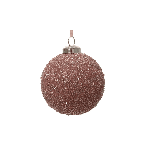Kerstbal Polystyreen Glitter Dia8cm Poederroze