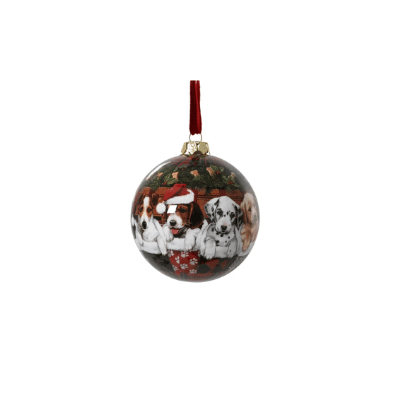 Kerstbal Op Draad Polyfoam Shiny Dog Dia8cm Multi