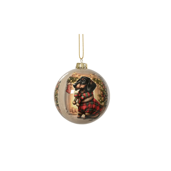 Kerstbal Op Draad Polyfoam Shiny Dog Dia8cm Multi