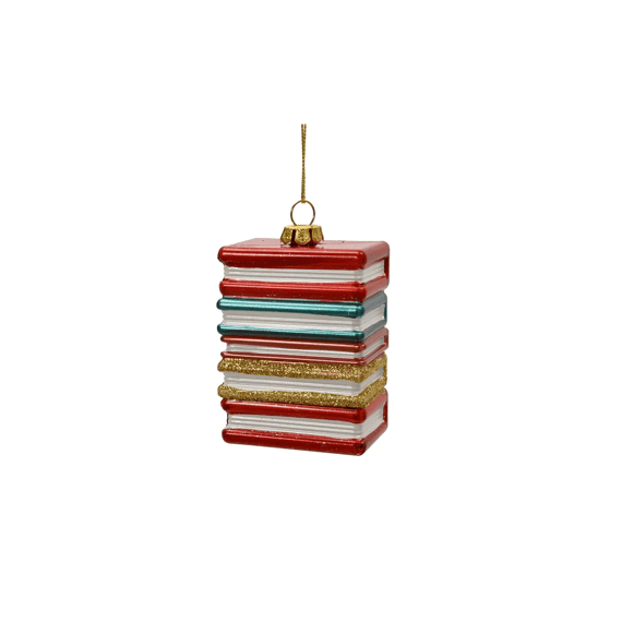 Kerstbal Polystyreen Boek Emaille-glitter L6.1cm-w6.7cm-h7.9cm Multicolor