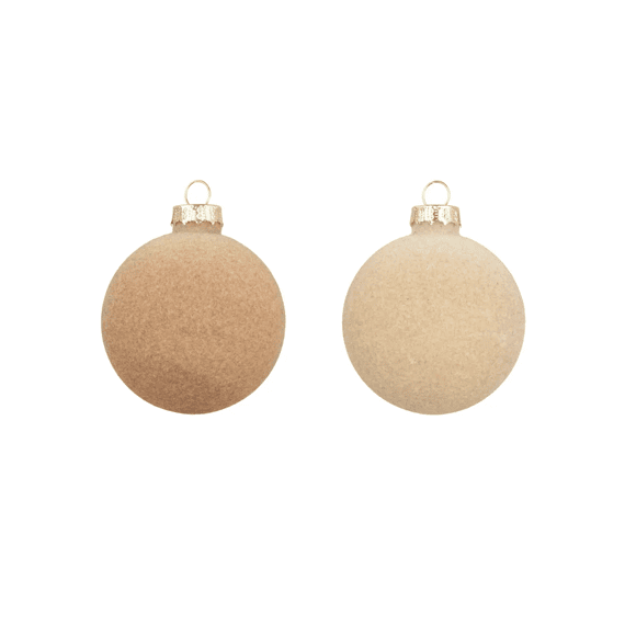 Kerstballen Glas Flock Dia6cm Zand/amber