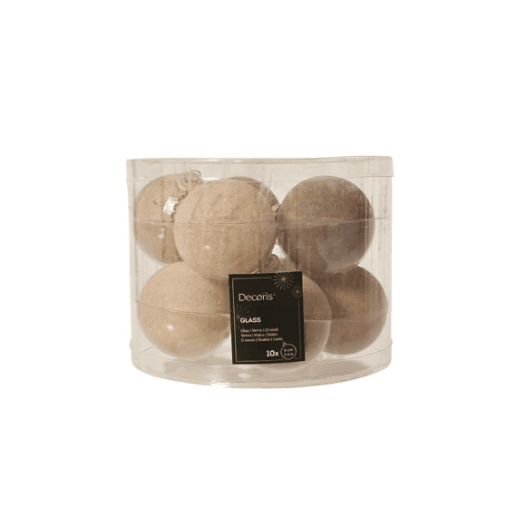Kerstballen Glas Flock Dia6cm Zand/amber