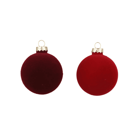 Kerstballen Glas Flock Dia6cm Rood Assortiment