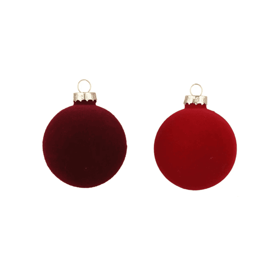 Kerstballen Glas Flock Dia8cm Rood Assortiment