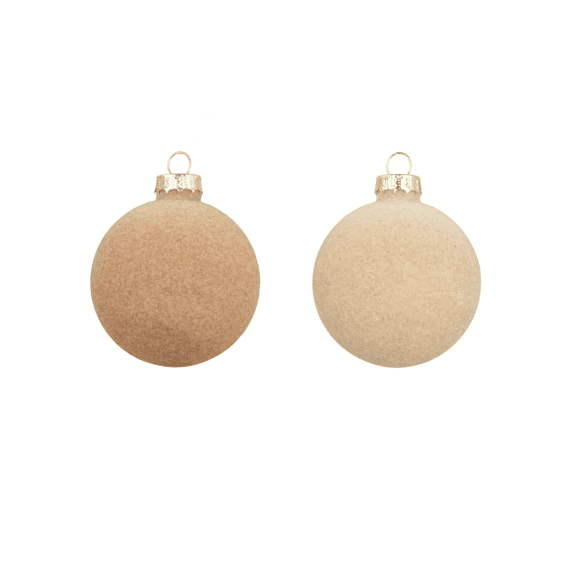 Kerstballen Glas Flock Dia15cm Zand/amber Assortiment