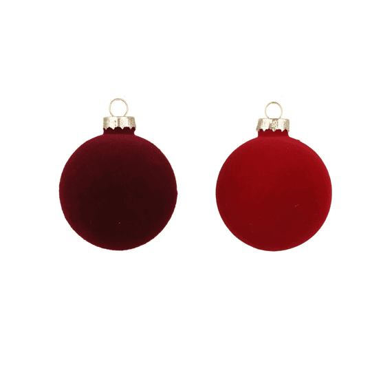 Kerstballen Glas Flock Dia15cm Rood Assortiment