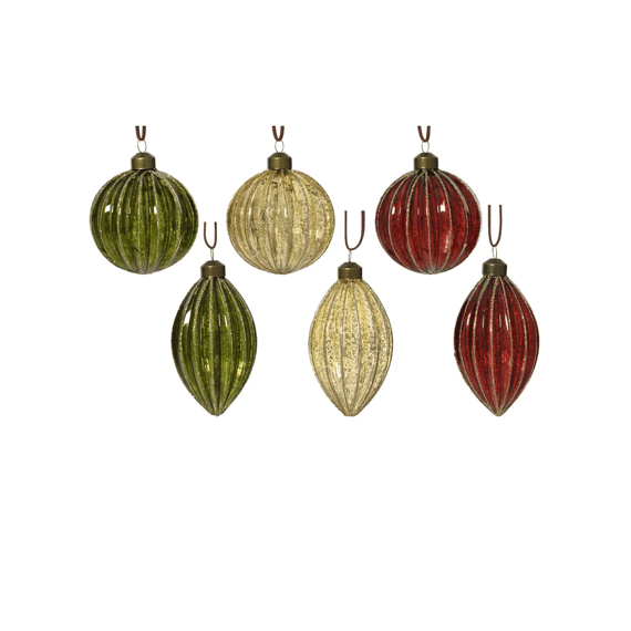 Kerstbal Glas Glitter Dia10cm Groen/goud/rood 6 Assortiment
