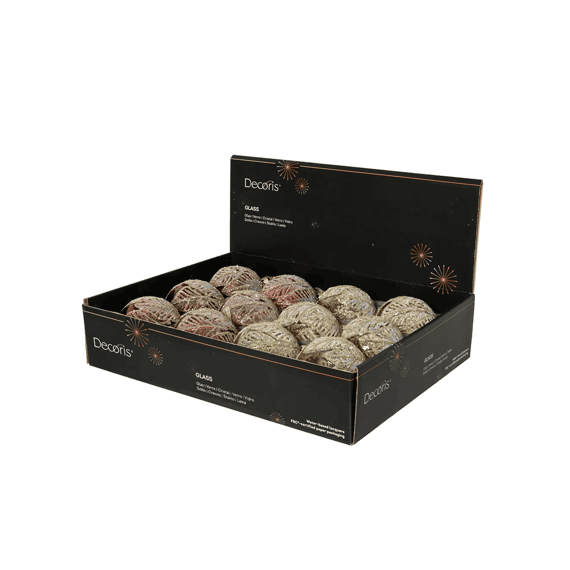Kerstbal Glas Antique Frost Finish Blad Dia8cm 2 Assortiment