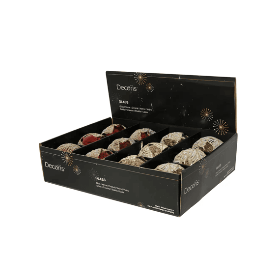Kerstbal Glas Antique Frost Finish Blad Dia10cm 2 Assortiment