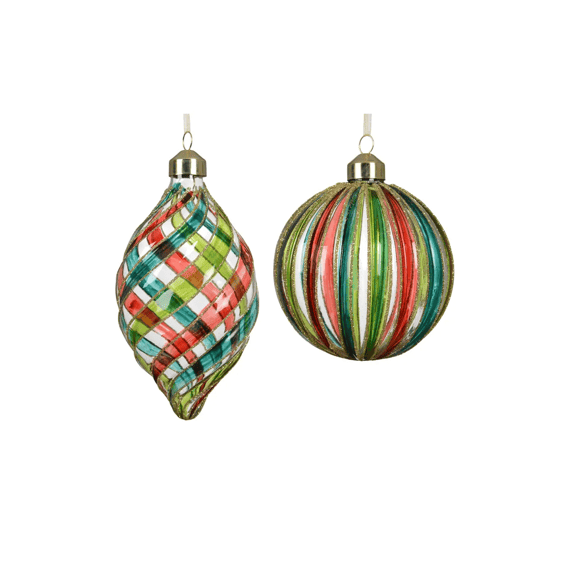 Kerstbal Glas Transparant Glitter Dia10cm Multi Assortiment