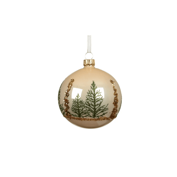 Kerstbal Glas Emaille Kerstboom Dia8cm Parel