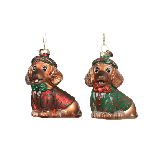 Hond Glas L8-w4.5-h8cm Groen/rood 2 Assortiment