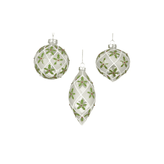 Kerstbal Glas Dia8cm Wit/kleur(en) 3 Assortiment
