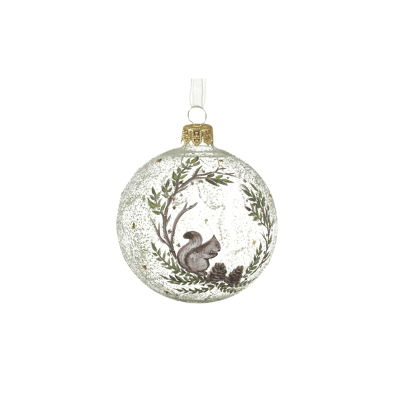 Kerstbal Glas Transparant Eekhoorn Dia8cm