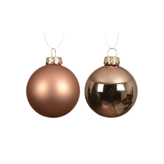 Kerstballen Glas Shiny-mat Dia6cm Brandy