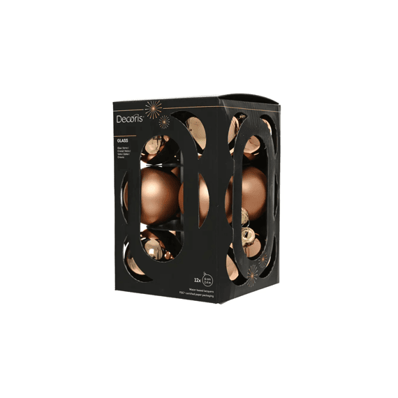 Kerstballen Glas Shiny-mat Dia6cm Brandy