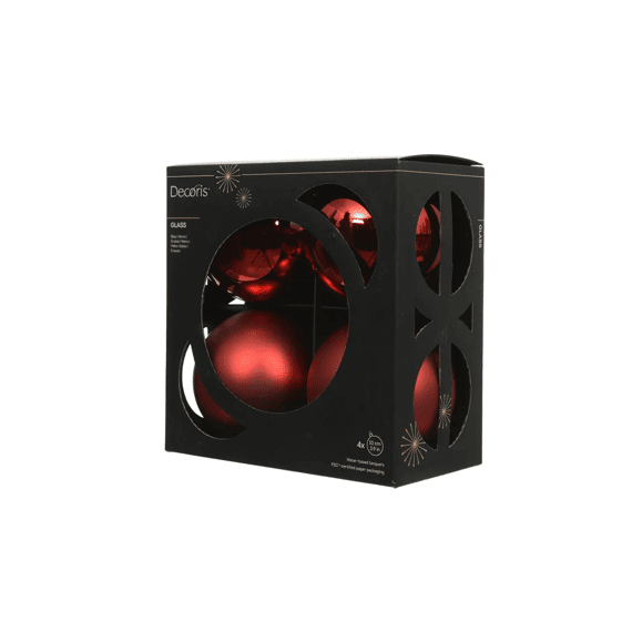 Kerstballen Glas Shiny-mat Dia10cm Kerstrood