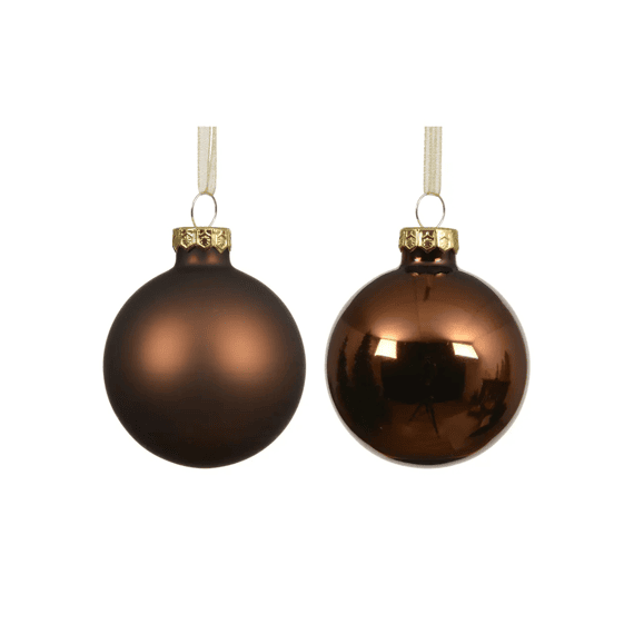Kerstballen Glas Shiny-mat Dia10cm Espresso