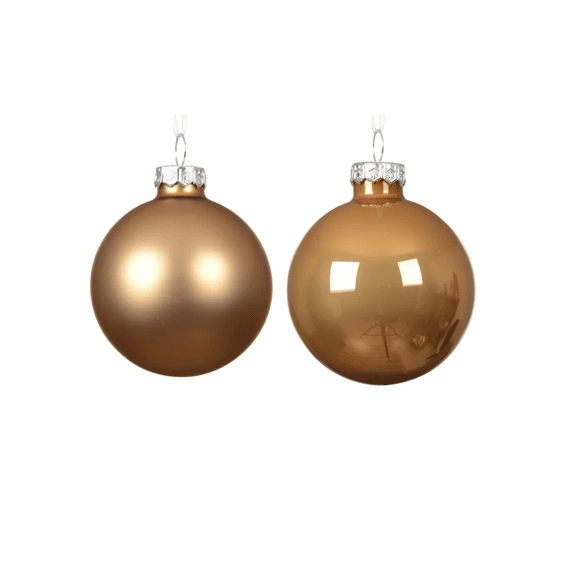 Kerstballen Glas Emaille-mat Dia6cm Karamel Bruin